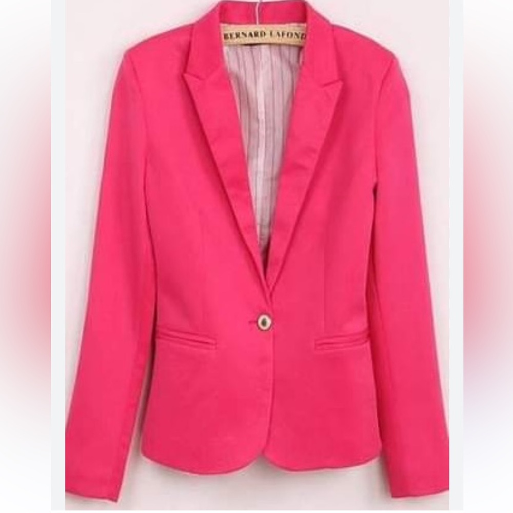 ZARA Woman Pink Blazer single crest‎ button front  Sz S - Picture 8 of 8